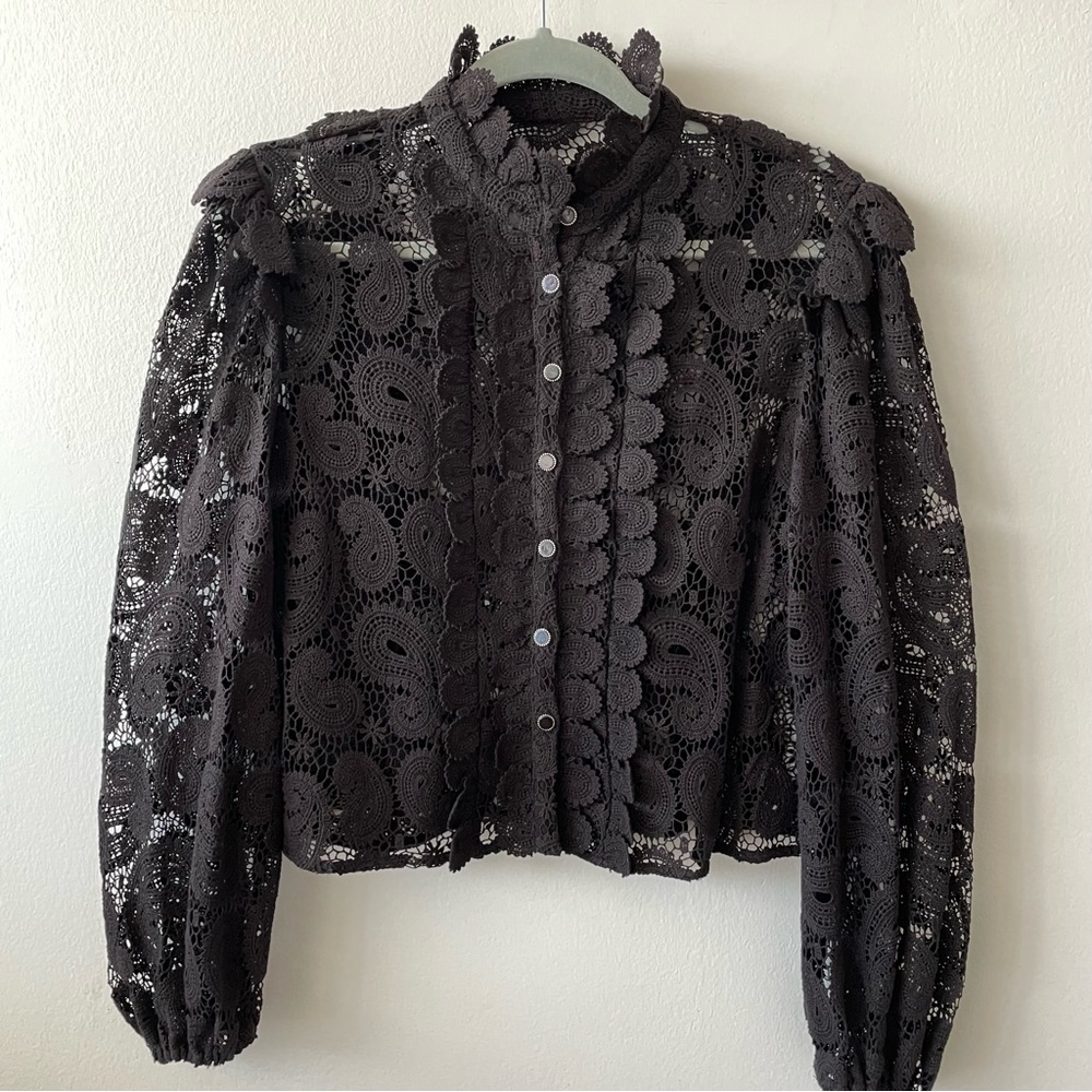 The Kooples Black Lace Top